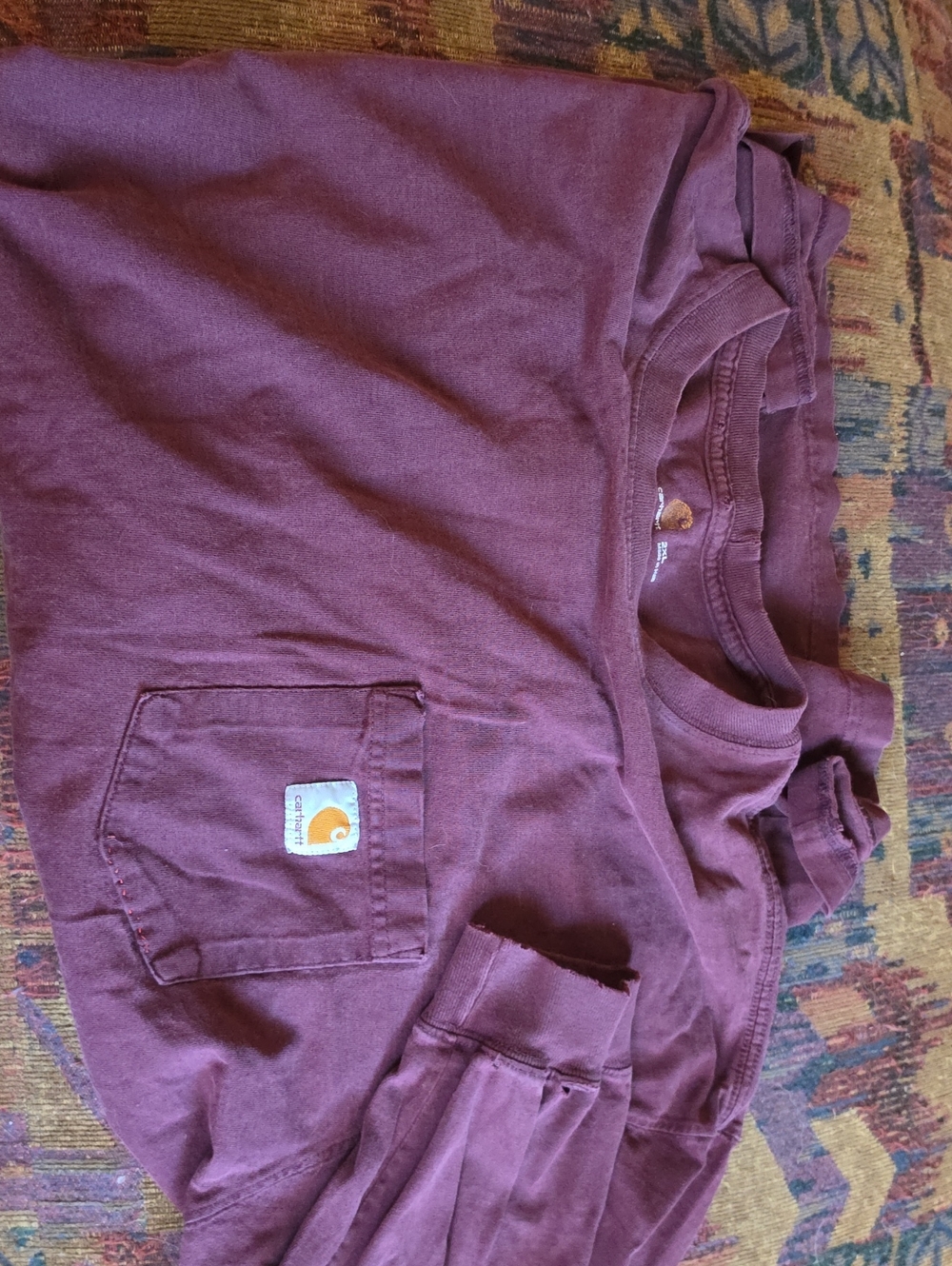 Carhartt Mens 2xl Maroon Pocket Tshirt